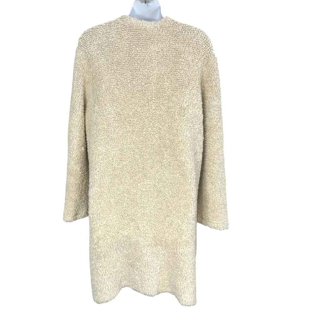 Tory‎ Burch Hibbert Buckle Tab Textured Coat Off White Cream Women's Size large
